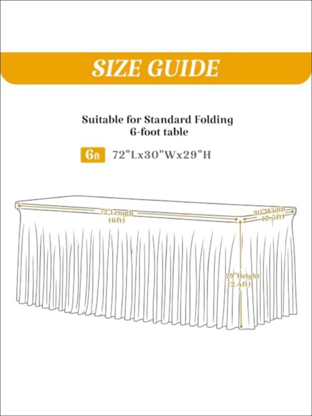 Spandex Table Covers for 6 Foot Rectangle Tables Wrinkle Free Stretch Tablecloth